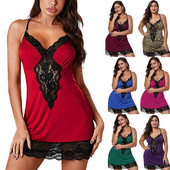 Naiste seksikas ööriided suures suuruses S-8XL pitsist öösärk, magamisriiete kleit G-stringiga seksikas pesumantel