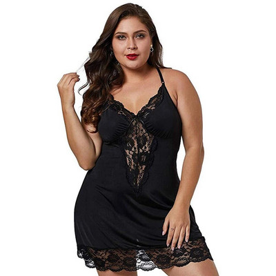 Naiste seksikas ööriided suures suuruses S-8XL pitsist öösärk, magamisriiete kleit G-stringiga seksikas pesumantel