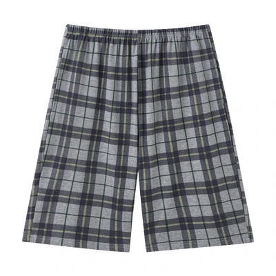 L-4XL Vyriškos megztos medvilnės trumpos kelnės languotos miego kelnės Vyriškos pižamos kelnės apatinės miegui Pižamos Vyrams Laisvos Pijama Hombre