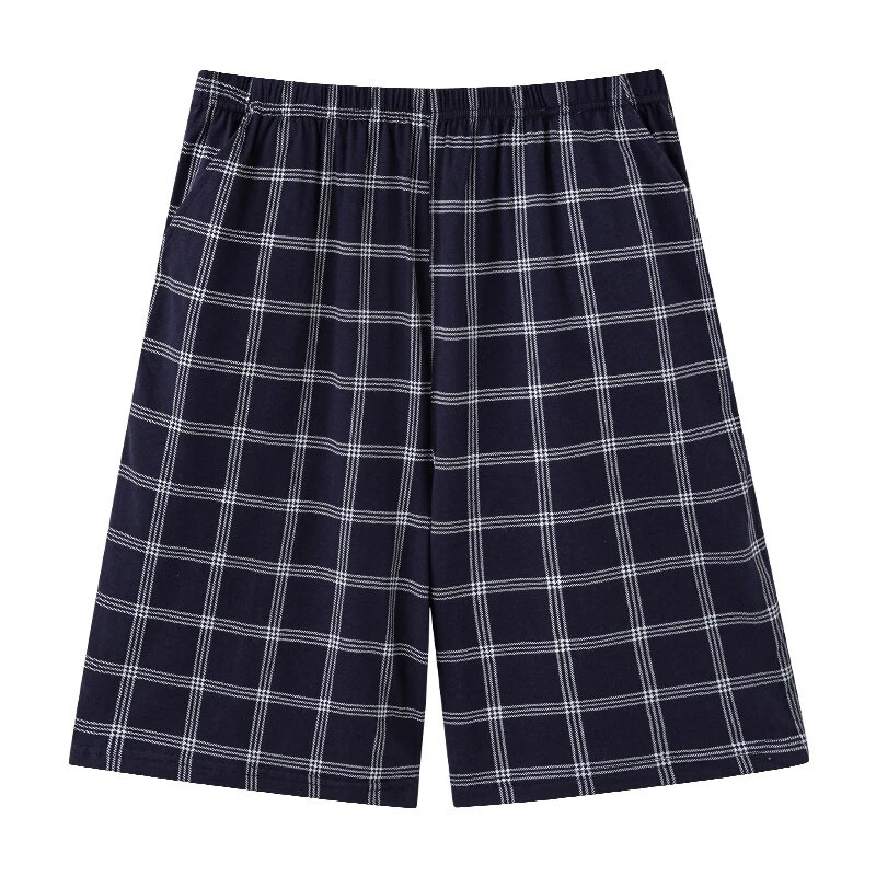 L-4XL Vyriškos megztos medvilnės trumpos kelnės languotos miego kelnės Vyriškos pižamos kelnės apatinės miegui Pižamos Vyrams Laisvos Pijama Hombre