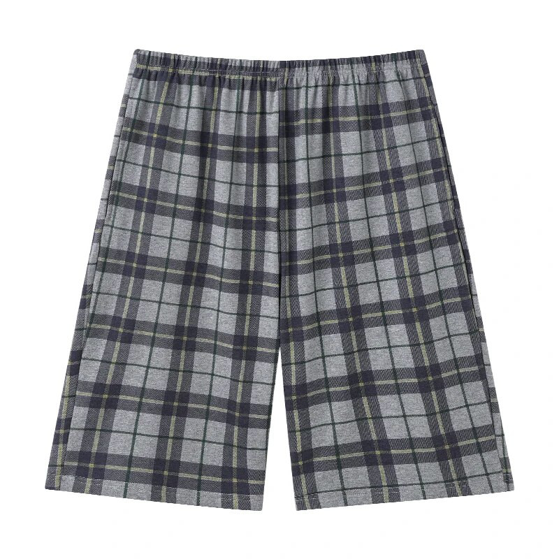 L-4XL Vyriškos megztos medvilnės trumpos kelnės languotos miego kelnės Vyriškos pižamos kelnės apatinės miegui Pižamos Vyrams Laisvos Pijama Hombre