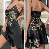 Košulja spavaćica Ženska satenska kimono spavaćica na naramenice, spavaćica od rajona, trešnje, spavaćica s v-izrezom, spavaćica s naramenicama