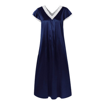 Νυχτερινό φόρεμα Γυναικείο κοντό μανίκι V λαιμόκοψη Μακρύ φόρεμα νυχτικά Νυχτικά νυχτικά Nachtkleding Vrouwen νυχτερινό φόρεμα για γυναίκες
