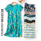 Ljetna spavaćica Ženska velika spavaćica Slatka kućna odjeća s printanim crtićima Pletena pamučna slatka spavaćica kratkih rukava s okruglim izrezom