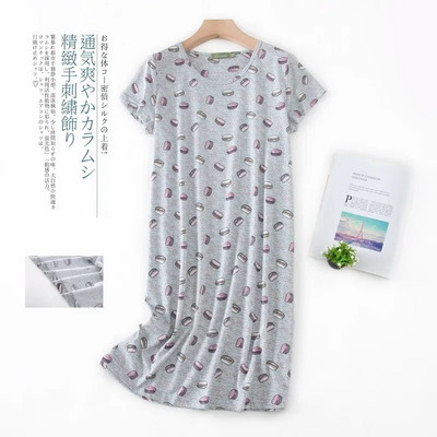 Ljetna spavaćica Ženska velika spavaćica Slatka kućna odjeća s printanim crtićima Pletena pamučna slatka spavaćica kratkih rukava s okruglim izrezom
