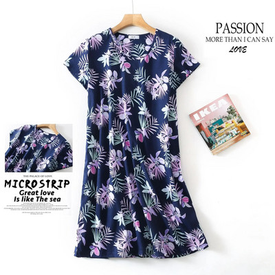 Ljetna spavaćica Ženska velika spavaćica Slatka kućna odjeća s printanim crtićima Pletena pamučna slatka spavaćica kratkih rukava s okruglim izrezom