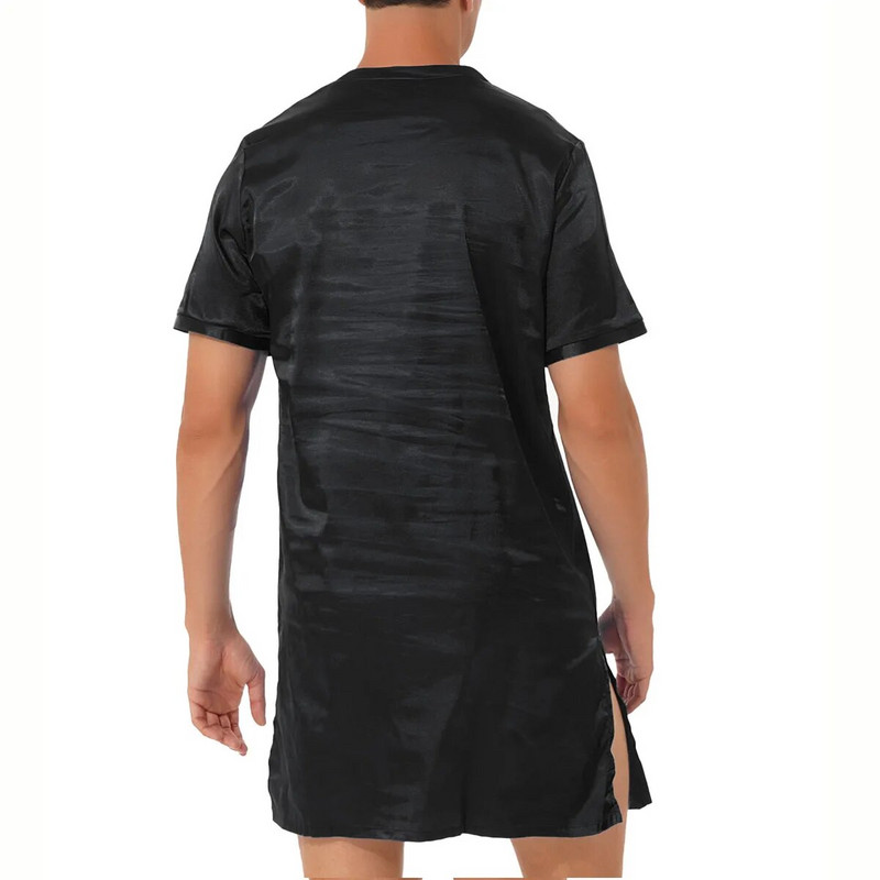 Magamisriided Meeste siidist satiinist öösärk lühikeste varrukatega Sissy pidžaama öösärk Öösärgid Kerged salongirõivad