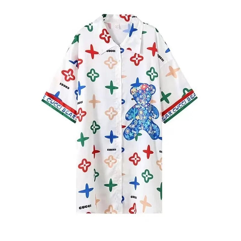 2023 Νέο εξαιρετικά μεγάλο κοντό γυναικείο νυχτικό, καλοκαιρινά σαλόνια Γαλλικό λεπτό πουκάμισο με μισό μανίκι, γυναικεία πιτζάμες με λαιμόκοψη V