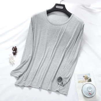Фабрична модална мъжка пролетна/есенна риза с кръгло деколте с дълъг ръкав, тънка широка риза с големи размери за сън, мъжка риза за сън