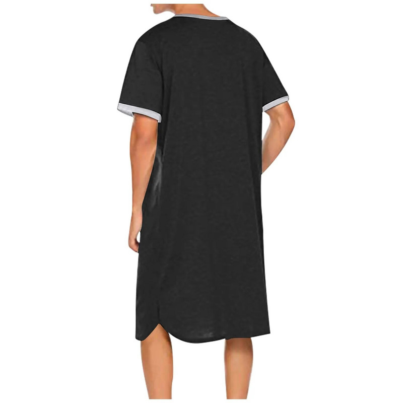 Meeste magamisriided Lühikeste varrukatega O Kaelusega Taskuga Öösärk avar põlvedeni Öösärk Koduriided Soojad Riided Meeste Pidžaamadele Rüü Ning