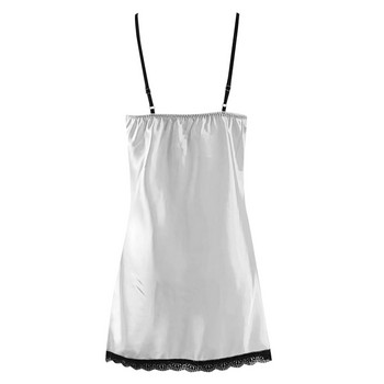 Λευκό σέξι εσώρουχα με δαντέλα V λαιμόκοψη Νυχτερινά φορέματα Γυναικεία σατέν μεταξωτό πυζά λουράκι Αμάνικο νυχτικό νυχτικό νυχτικό πιτζάμες пижама
