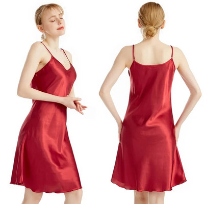 Prevelika 3XL 4XL satenska spavaćica Seksi ženska spavaćica Noćna košulja na naramenice Kratka spavaćica bez rukava Spavaćica