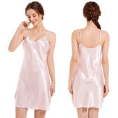 Satiinist öösärgid Seksikas öösärgi spagetirihm Negligee öösärk Chemise Slip sügava V kaelusega