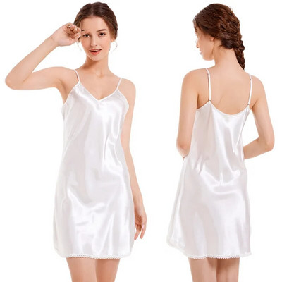 Satiinist öösärgid Seksikas öösärgi spagetirihm Negligee öösärk Chemise Slip sügava V kaelusega