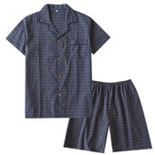 2023. Muški komplet pidžama kratkih rukava Odjeća za spavanje Pamučna kućna odjeća s rešetkastim printom