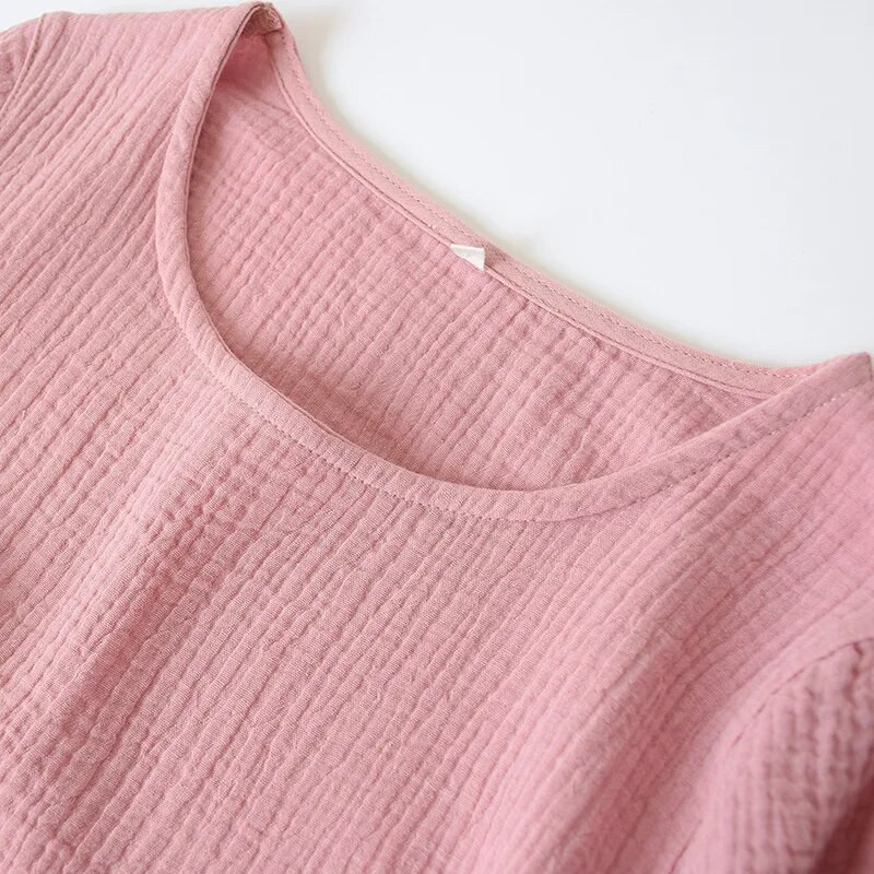 Suvised magamissärgid mugavad ühevärvilised puuvillasest marlist pikk seelik kodu Öösärgid naiste ümarkaelusega öösärk õhuke sektsioon