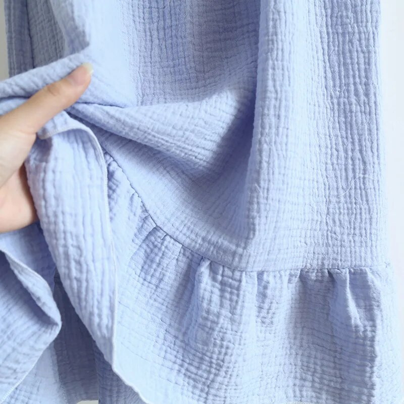 Ljeto 2023. spavaćica novog stila Ženska 100% pamuk krep Tanka suknja na tregere Labava duga suknja Slatka i slatka kućna suknja