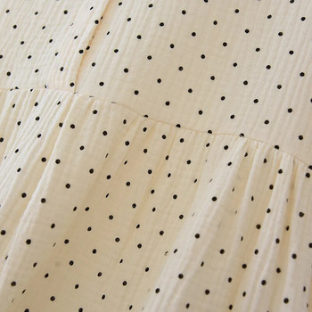 Нощна пижама с къс ръкав за дамска лятна памучна спална рокля с принт на точки Свободна голяма лятна нощна пижама