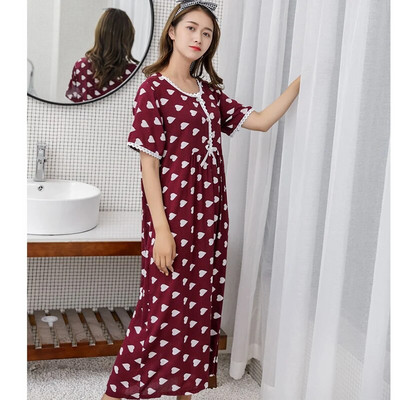 Moteriški naktiniai marškiniai medvilniniai apatiniai trumpomis rankovėmis taškiniai naktiniai drabužiai Moteriški pižamos namų drabužiai chalatai didesnio dydžio naktiniai marškiniai