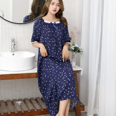 Moteriški naktiniai marškiniai medvilniniai apatiniai trumpomis rankovėmis taškiniai naktiniai drabužiai Moteriški pižamos namų drabužiai chalatai didesnio dydžio naktiniai marškiniai