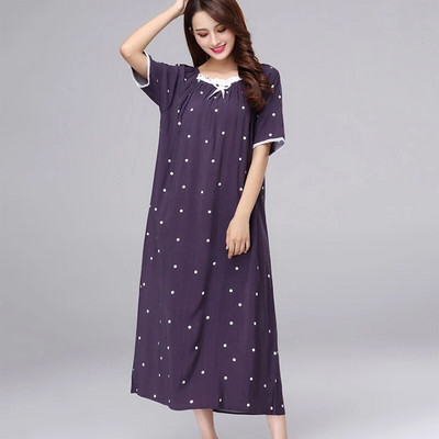 Moteriški naktiniai marškiniai medvilniniai apatiniai trumpomis rankovėmis taškiniai naktiniai drabužiai Moteriški pižamos namų drabužiai chalatai didesnio dydžio naktiniai marškiniai