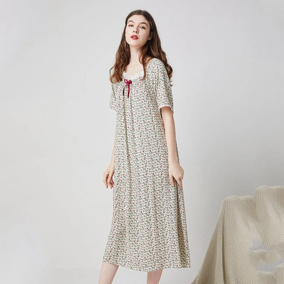 Moteriški naktiniai marškiniai medvilniniai apatiniai trumpomis rankovėmis taškiniai naktiniai drabužiai Moteriški pižamos namų drabužiai chalatai didesnio dydžio naktiniai marškiniai