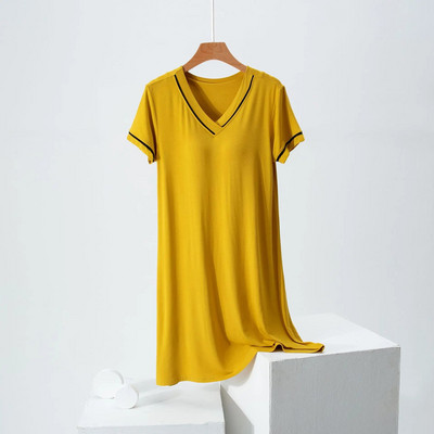 2023 m. naujausias Modalinis apatinis trikotažas, seksualus V formos iškirptė, spalva atitinkantis naktinis marškinys su krūtine paminkštintos pižamos, moteriškos vasarinės apatinio trikotažo suknelės