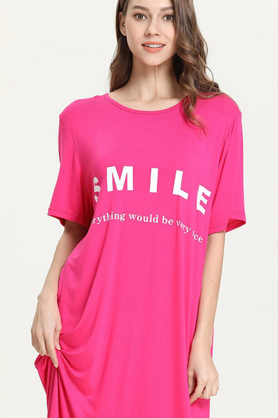 Suures suuruses Armas naeratus pikk öökleit naiste magamisriided hubane moodne lahtised lihtsad lühikeste varrukatega öösärgid naiste magamiskleit