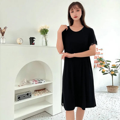 Modaliniai miegantys naktiniai marškinėliai Moteriški pavasario-vasaros naktiniai marškiniai Nauji didelio dydžio nėriniuota naktinė suknelė Laisvalaikės laisvos moteriškos naktiniai suknelės