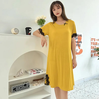 Modaliniai miegantys naktiniai marškinėliai Moteriški pavasario-vasaros naktiniai marškiniai Nauji didelio dydžio nėriniuota naktinė suknelė Laisvalaikės laisvos moteriškos naktiniai suknelės