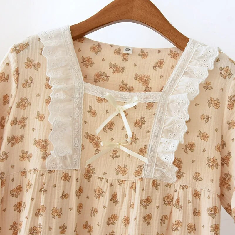 Pidžama u stilu princeze Ženska proljetna i ljetna pamučna tanka kućna odjeća Slatka slatka noćna haljina kratkih rukava