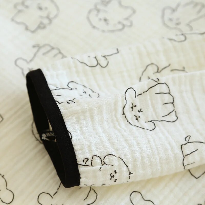 Puuvillane naiste pikkade varrukatega pidžaamad, naiste avarad pikad ööriided, kleidid, multifilmid, trükitud kodukandjad öösärgid