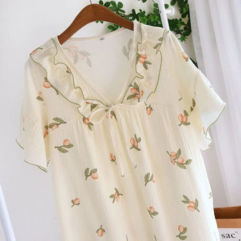 Μόδα φόρεμα πιτζάμες για γυναικείο καλοκαίρι 2023 Το νεότερο βαμβακερό κοντό μανίκι με λεπτή λαιμόκοψη σε σχήμα V Νυχτικά Φόρεμα για το σπίτι Ρούχα