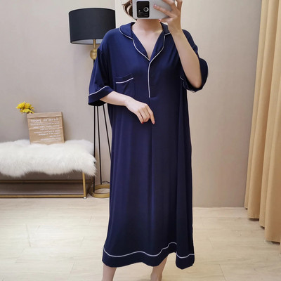 Naiste suvised topid lühikeste varrukatega, suures suuruses modaalne öösärk, vaba taskuga koduriided, suuremas pesus magamisriided