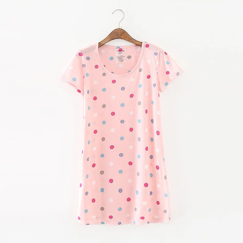 Daugiaspalvis mielas moteriškas naktinis marškinys trumpomis rankovėmis Vasariniai namų drabužiai pižama Medvilniniai naktiniai pižamos Moteriški seksualūs spygliuočiai miegui