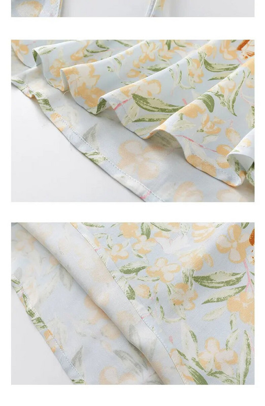 2023 m. vasaros naktiniai marškiniai su gėlėmis marginti iš medvilnės viskozės Seksuali V formos kaklo suknelė, kvėpuojanti, naktinė moterims