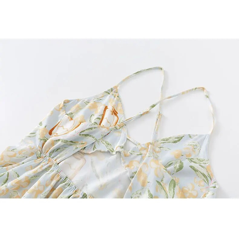 2023 m. vasaros naktiniai marškiniai su gėlėmis marginti iš medvilnės viskozės Seksuali V formos kaklo suknelė, kvėpuojanti, naktinė moterims