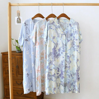 Πυτζάμες Sleep Φόρεμα Γυναικείο Καλοκαιρινό Λεπτό Φαρδύ Κοντομάνικο Σπίτι Φόρεμα Γυναικείες Πυτζάμες Καλοκαιρινά δροσερά βαμβακερά νυχτικά