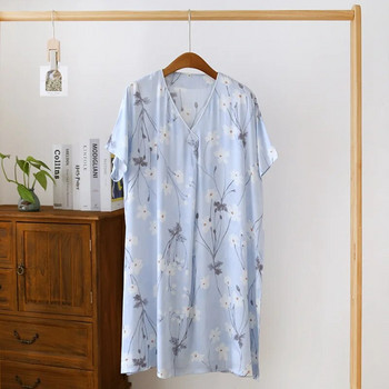 Пижама Спална рокля Дамска лятна тънка широка домашна рокля с къс ръкав Дамска пижама Летни готини памучни нощници