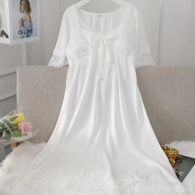 Ženska duga spavaćica Seksi spavaćica od šuplje čipke Kućna haljina Palace Style Spavaćica princeze Spavaćica Ležerna satenska spavaćica