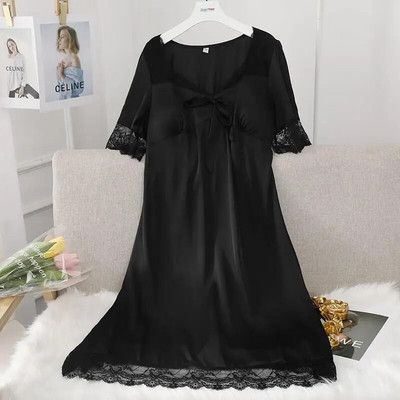 Ženska duga spavaćica Seksi spavaćica od šuplje čipke Kućna haljina Palace Style Spavaćica princeze Spavaćica Ležerna satenska spavaćica