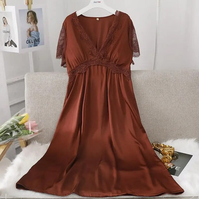 Ženska duga spavaćica Seksi spavaćica od šuplje čipke Kućna haljina Palace Style Spavaćica princeze Spavaćica Ležerna satenska spavaćica