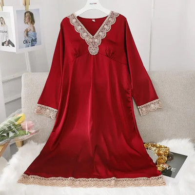 Ženska duga spavaćica Seksi spavaćica od šuplje čipke Kućna haljina Palace Style Spavaćica princeze Spavaćica Ležerna satenska spavaćica