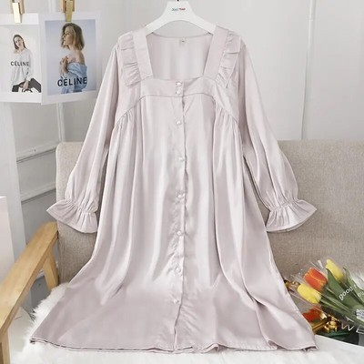 Ženska duga spavaćica Seksi spavaćica od šuplje čipke Kućna haljina Palace Style Spavaćica princeze Spavaćica Ležerna satenska spavaćica