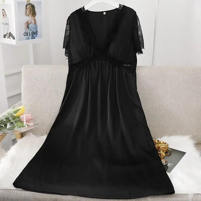 Ženska duga spavaćica Seksi spavaćica od šuplje čipke Kućna haljina Palace Style Spavaćica princeze Spavaćica Ležerna satenska spavaćica