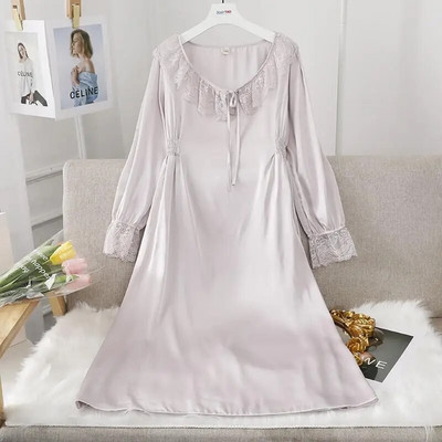 Ženska duga spavaćica Seksi spavaćica od šuplje čipke Kućna haljina Palace Style Spavaćica princeze Spavaćica Ležerna satenska spavaćica