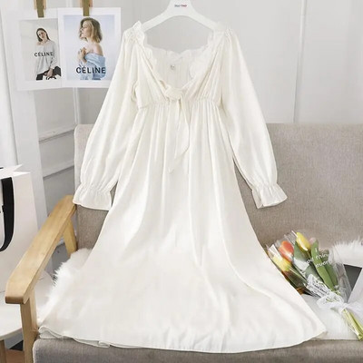 Ženska duga spavaćica Seksi spavaćica od šuplje čipke Kućna haljina Palace Style Spavaćica princeze Spavaćica Ležerna satenska spavaćica