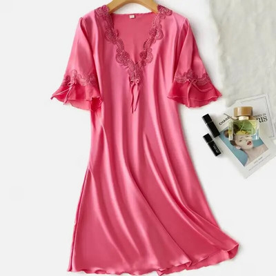 Ženska duga spavaćica Seksi spavaćica od šuplje čipke Kućna haljina Palace Style Spavaćica princeze Spavaćica Ležerna satenska spavaćica