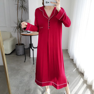 Naiste kevad-sügis ja -talv suures suuruses avar Modaalne öösärk, ühevärviline kodune seljas must öösärk taskukleidiga