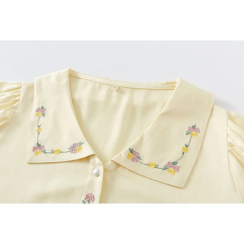 2023 m. vasaros geltona trumpomis rankovėmis pižamos naktinė suknelė išsiuvinėta miela miela moteriška medvilninė trumpomis rankovėmis pižama miegamoji suknelė